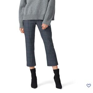 $495 Simkhai Glen Plaid High Buckle Back Trousers